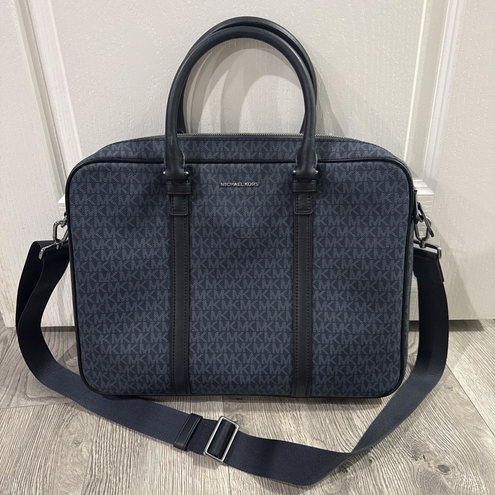 Michael Kors Hudson Logo Double Gusset Briefcase‎ Carry Laptop Bag Reg $425